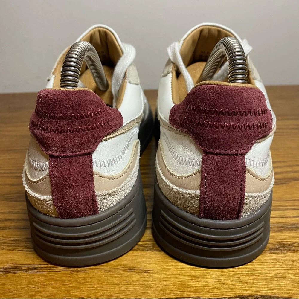 ALOHAS White, Beige & Burgundy Leather Sneakers